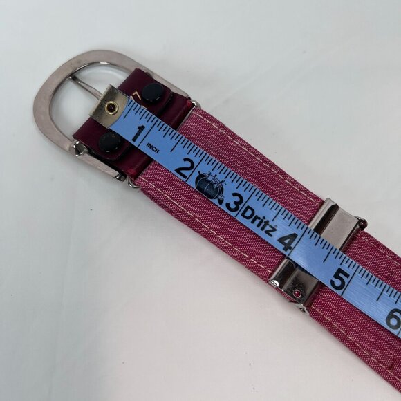 Vintage Royal Coachman Belt Medium 34-38 Red & Burgundy Canvas Silver Buckle - Picture 11 of 12